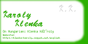 karoly klenka business card